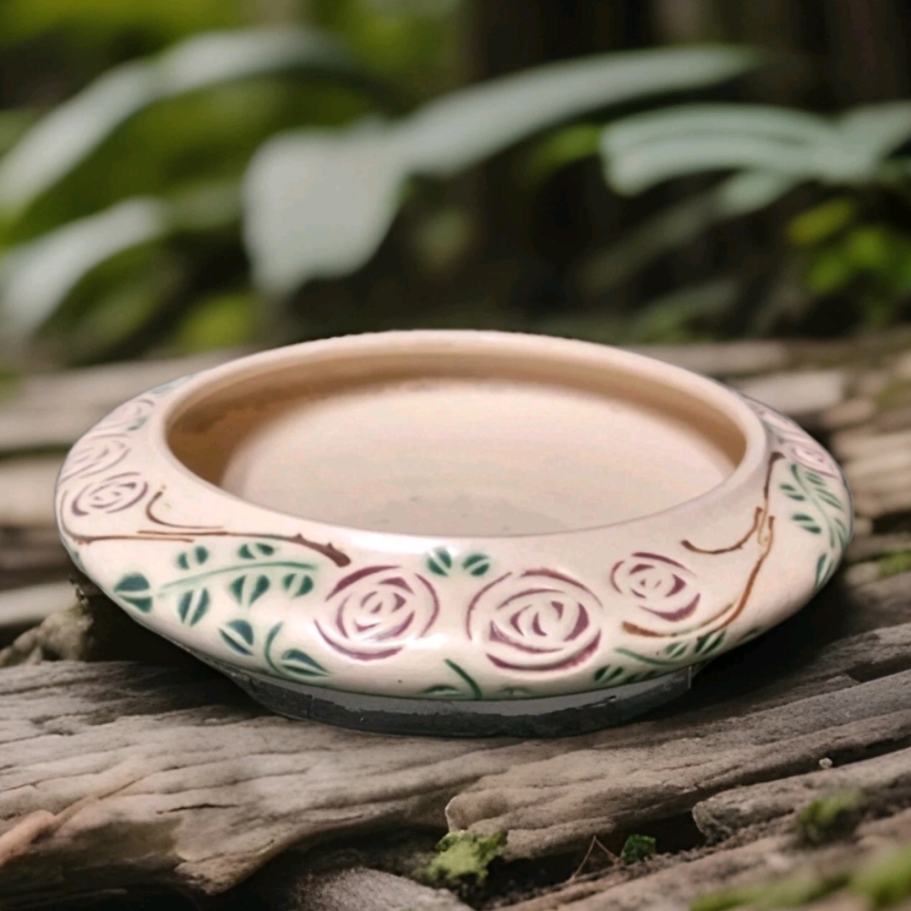 Vintage Roseville Pottery Velmoss Scroll Console Low Bowl Planter 12" *REPAIR*